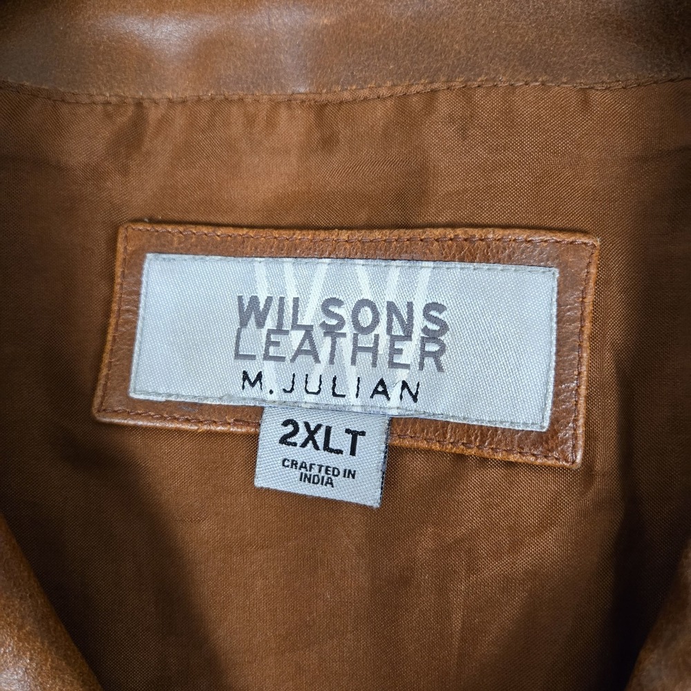 Wilsons M. Julian Jacket Mens 2XLT Tall Leather Collared Buttons Pockets Lining - Picture 3 of 6